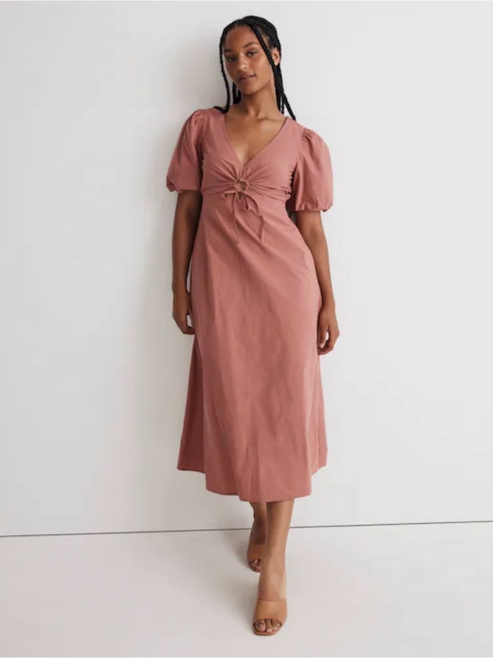 Madewell Dusty Coral V-Neck Dress